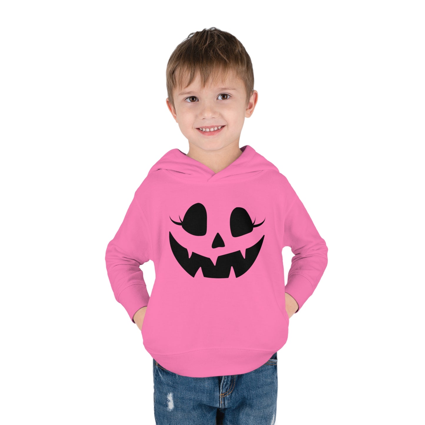 Girly Pumpkin | Toddler Pullover Fleece Hoodie for Halloween