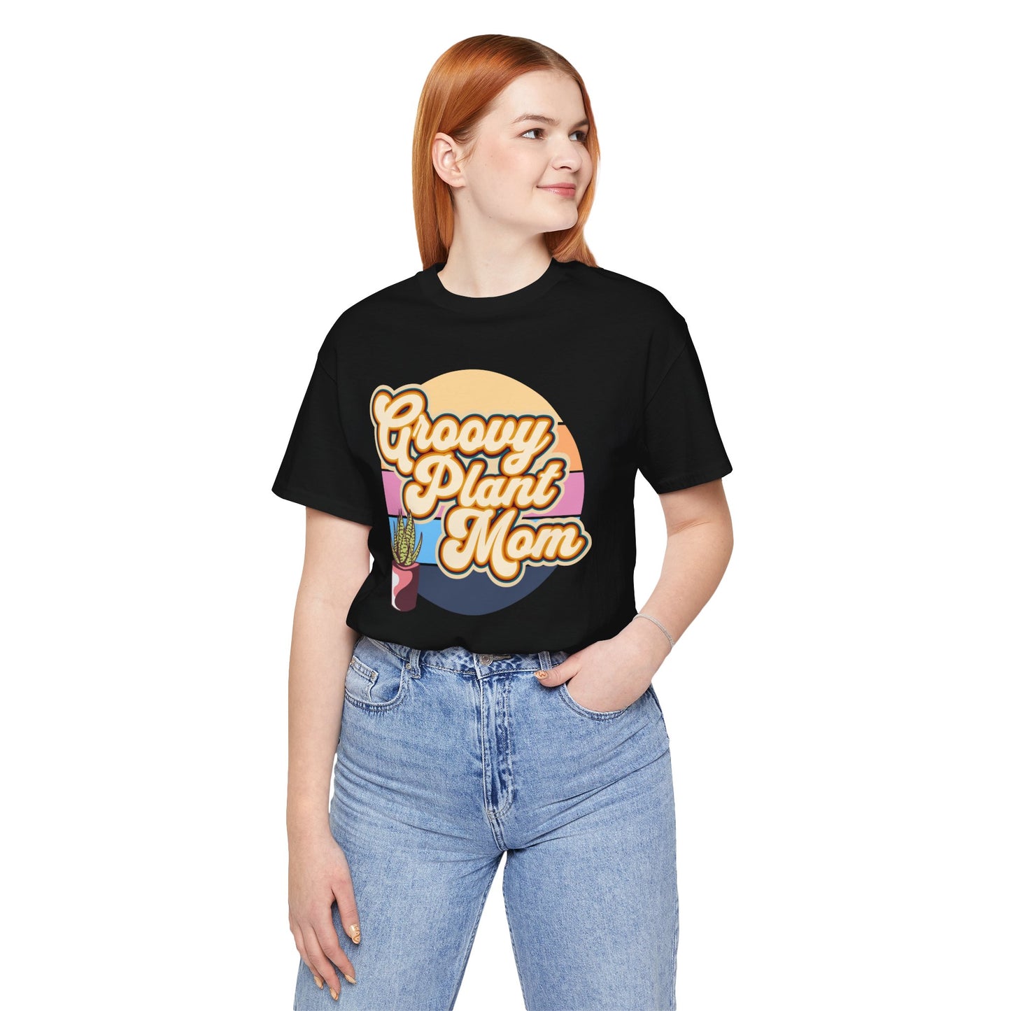 Adult "Groovy Plant Mom" Plant-Lover Unisex Jersey Short Sleeve Tee