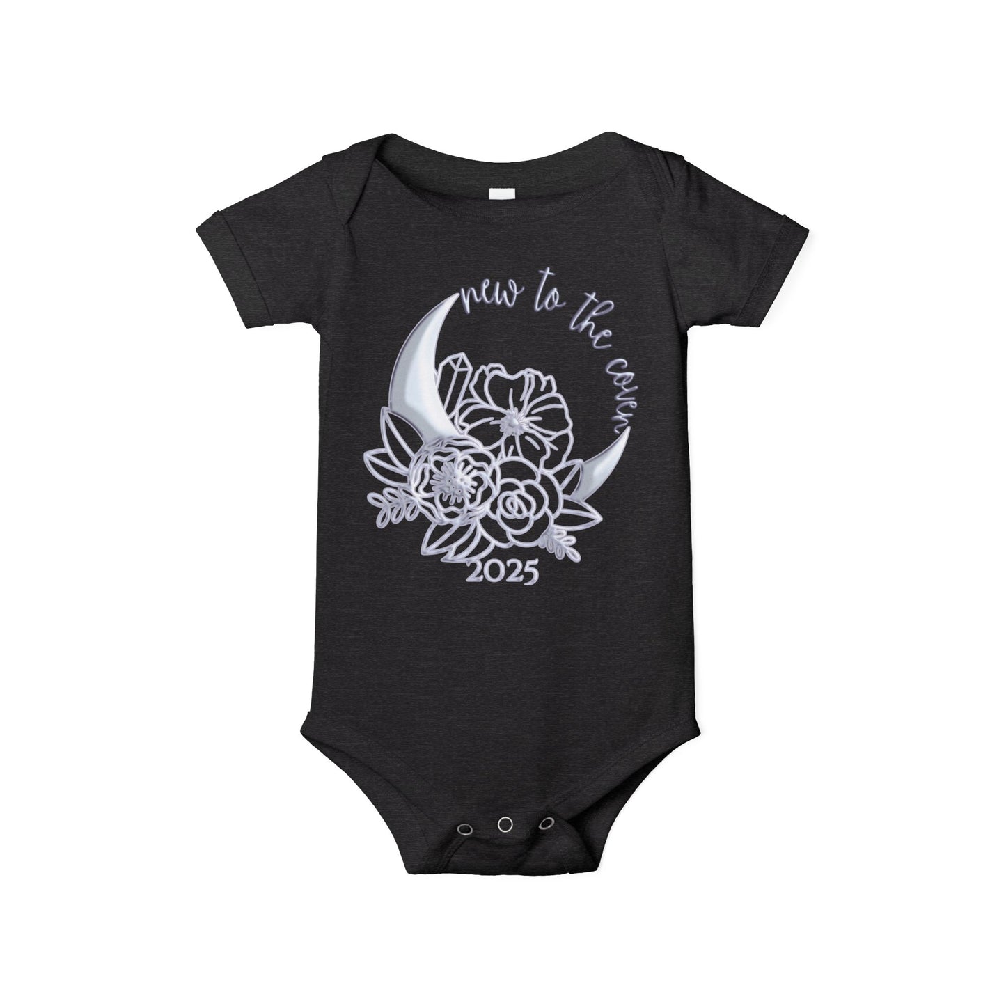 New to the Coven Baby Bodysuit with Silver Moon, Goth Baby Clothes, Goth Baby Stuff, Cute Funny Baby Clothes, Gothic Halloween Onesies