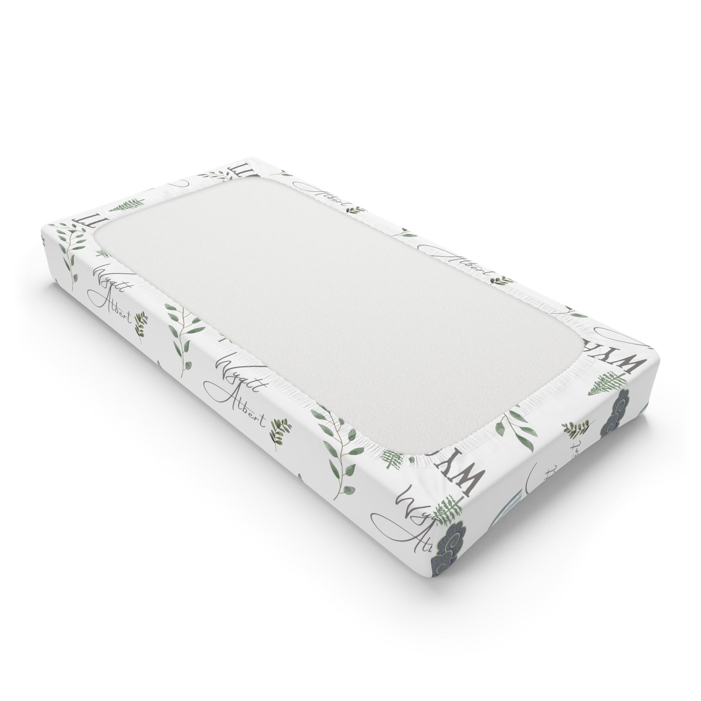 Customized Name Baby Changing Pad Cover | sage green | nature theme