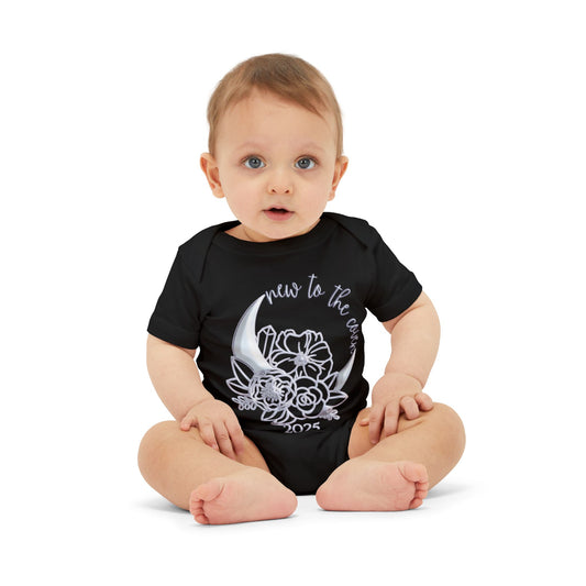 New to the Coven Baby Bodysuit with Silver Moon, Goth Baby Clothes, Goth Baby Stuff, Cute Funny Baby Clothes, Gothic Halloween Onesies