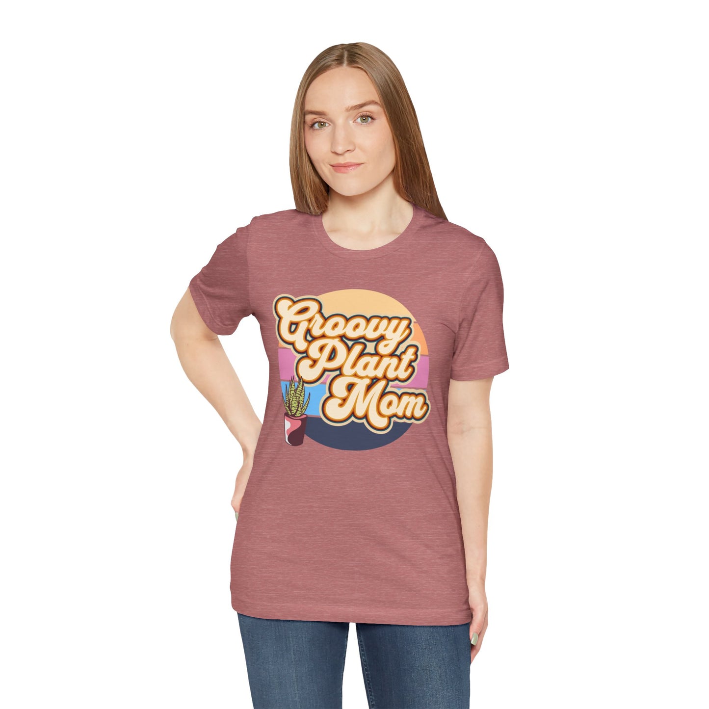 Adult "Groovy Plant Mom" Plant-Lover Unisex Jersey Short Sleeve Tee