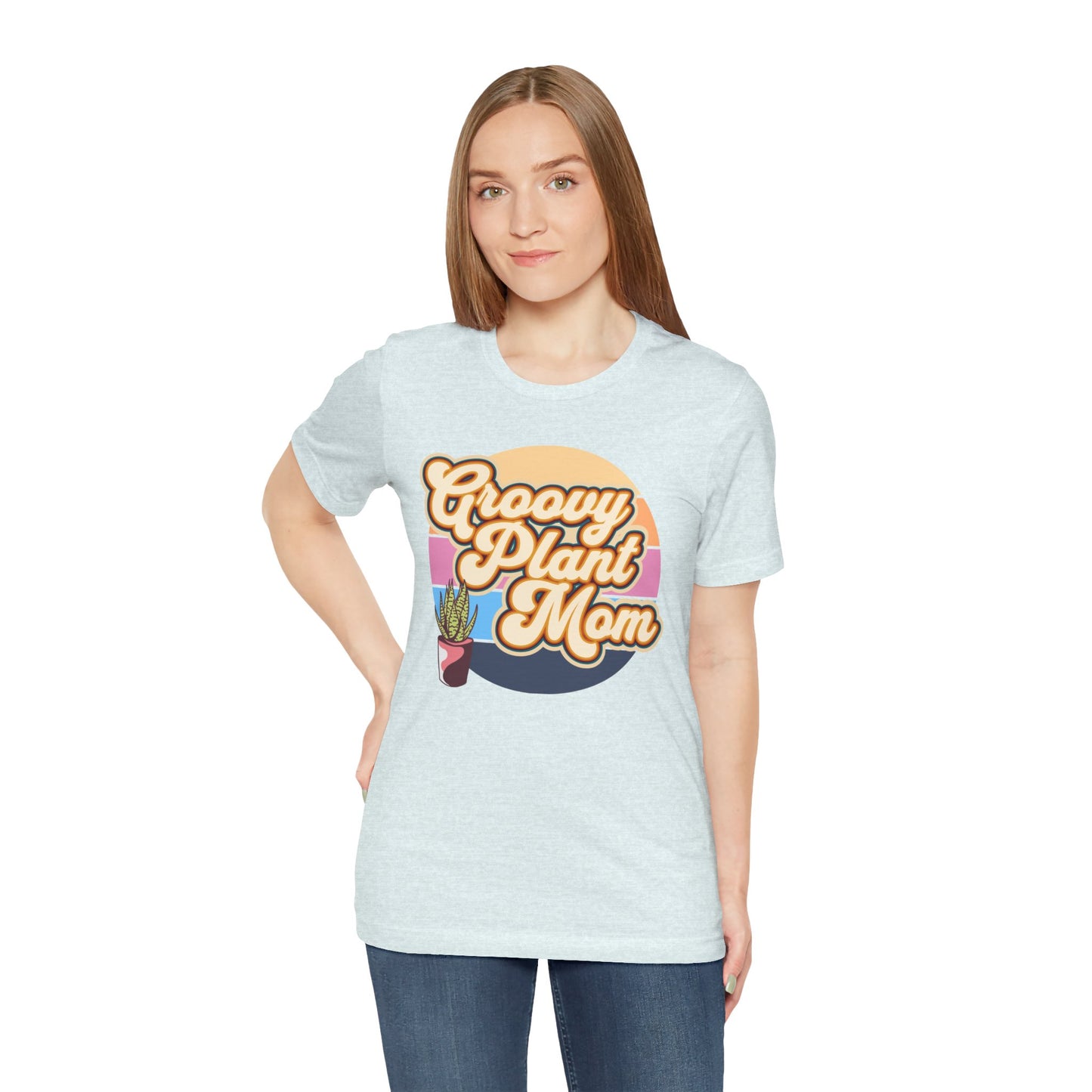 Adult "Groovy Plant Mom" Plant-Lover Unisex Jersey Short Sleeve Tee