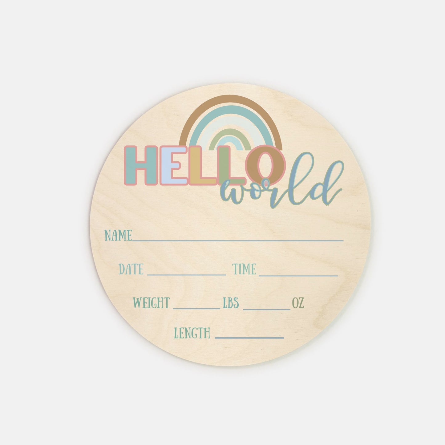Birth Stats 8" Round Wood Sign - Gender Neutral Name Sign - Personalized Newborn Announcement - Hello World Nursery Sign
