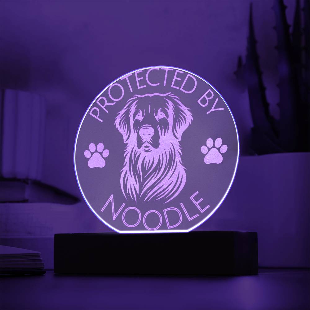 Protected By Golden Retriever | Personalized Night Light