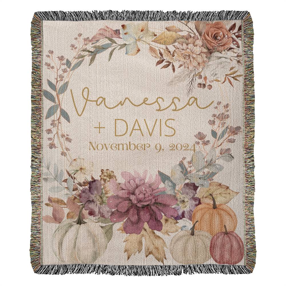 Personalized Blanket for Fall Wedding | Woven Blanket Wedding Gift