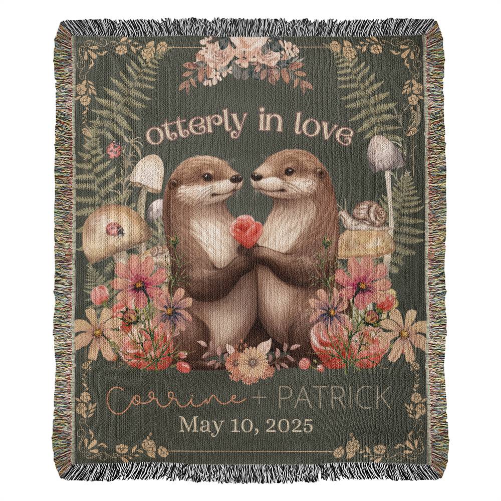 Personalized Blanket for Otter Lovers | Woven Blanket Wedding Gift