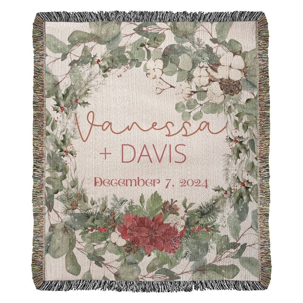 Personalized Blanket for Winter Wedding | Woven Blanket Wedding Gift