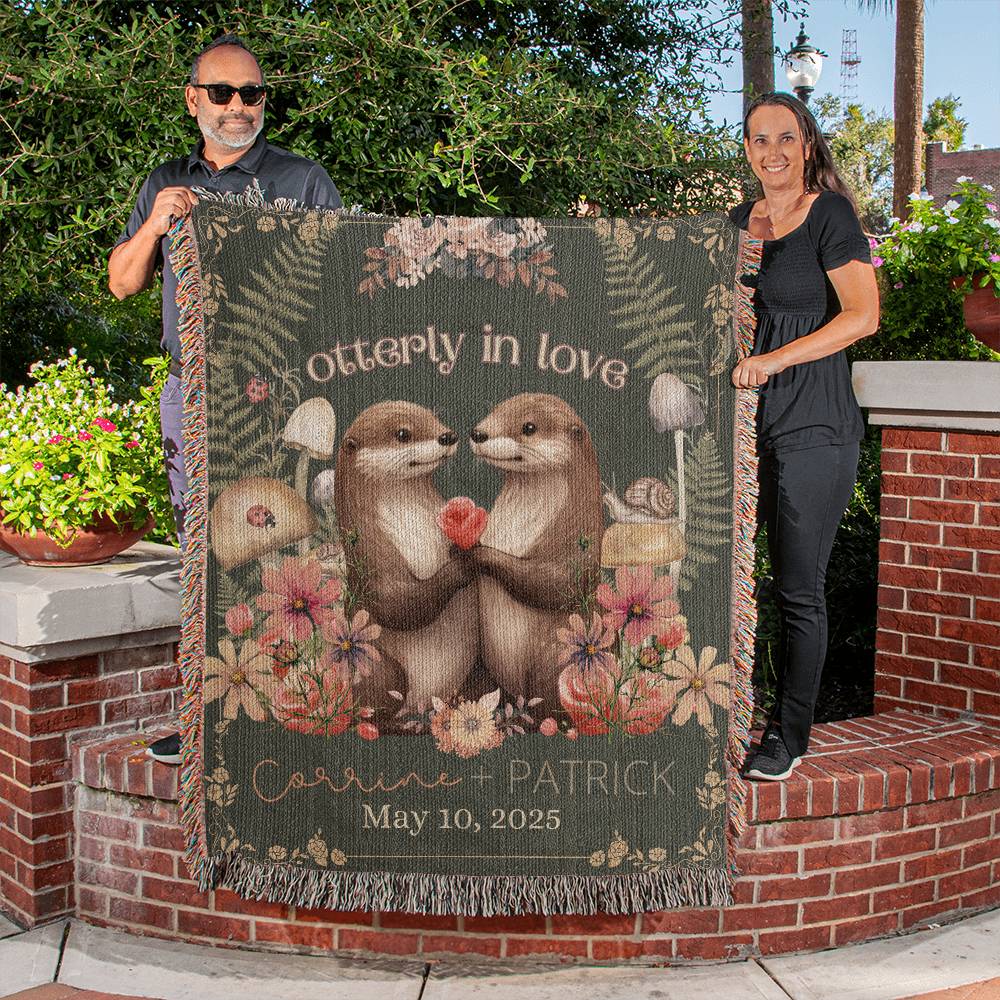 Personalized Blanket for Otter Lovers | Woven Blanket Wedding Gift