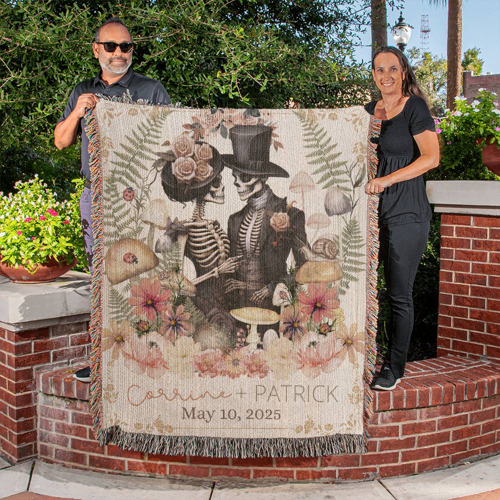 Personalized Skeleton Couple | Woven Blanket Wedding Gift