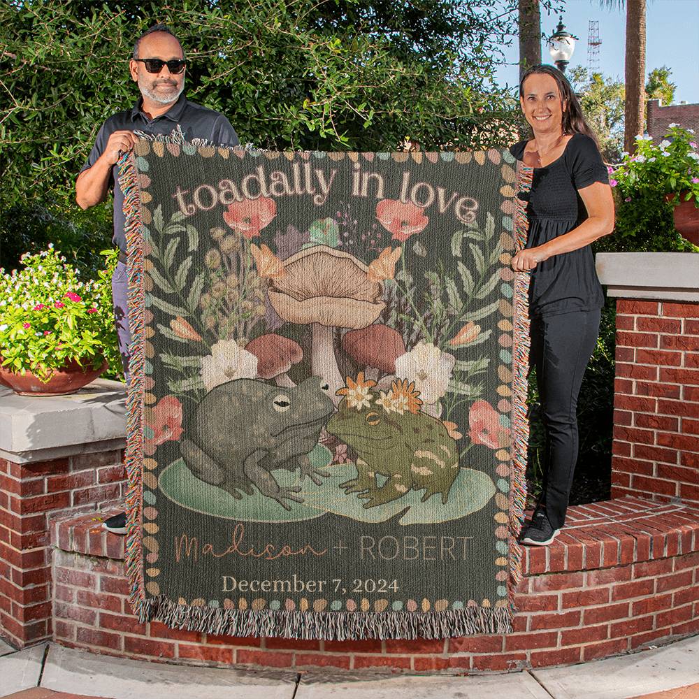 Personalized Blanket for Toad Lovers | Woven Blanket Wedding Gift