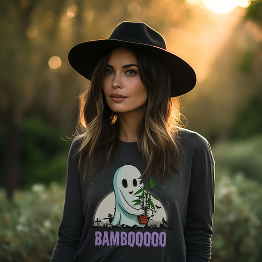 Adult "BAMBOOOOO Delight": Plant-Lovers' Premium Halloween Unisex Jersey Long Sleeve Tee