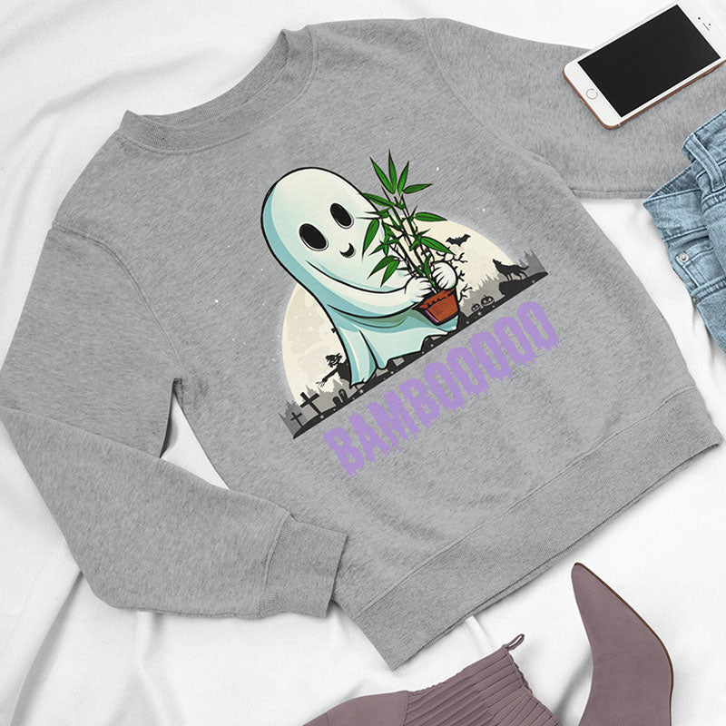 Adult "BAMBOOOOO Delight": Plant-Lovers' Halloween Unisex Crewneck Sweatshirt
