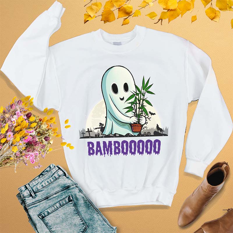 Adult "BAMBOOOOO Delight": Plant-Lovers' Halloween Unisex Crewneck Sweatshirt