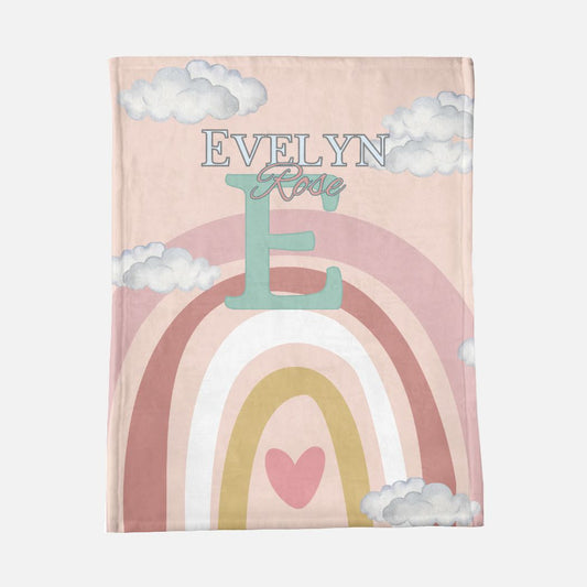 Minky Blanket Customized Name - Girl Rainbow Baby - 30" x 40"