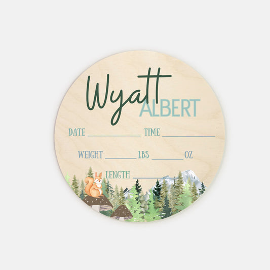 Birth Stats 8" Round Wood Sign - Baby Name Sign - Personalized - Newborn Announcement Custom Nursery Sign