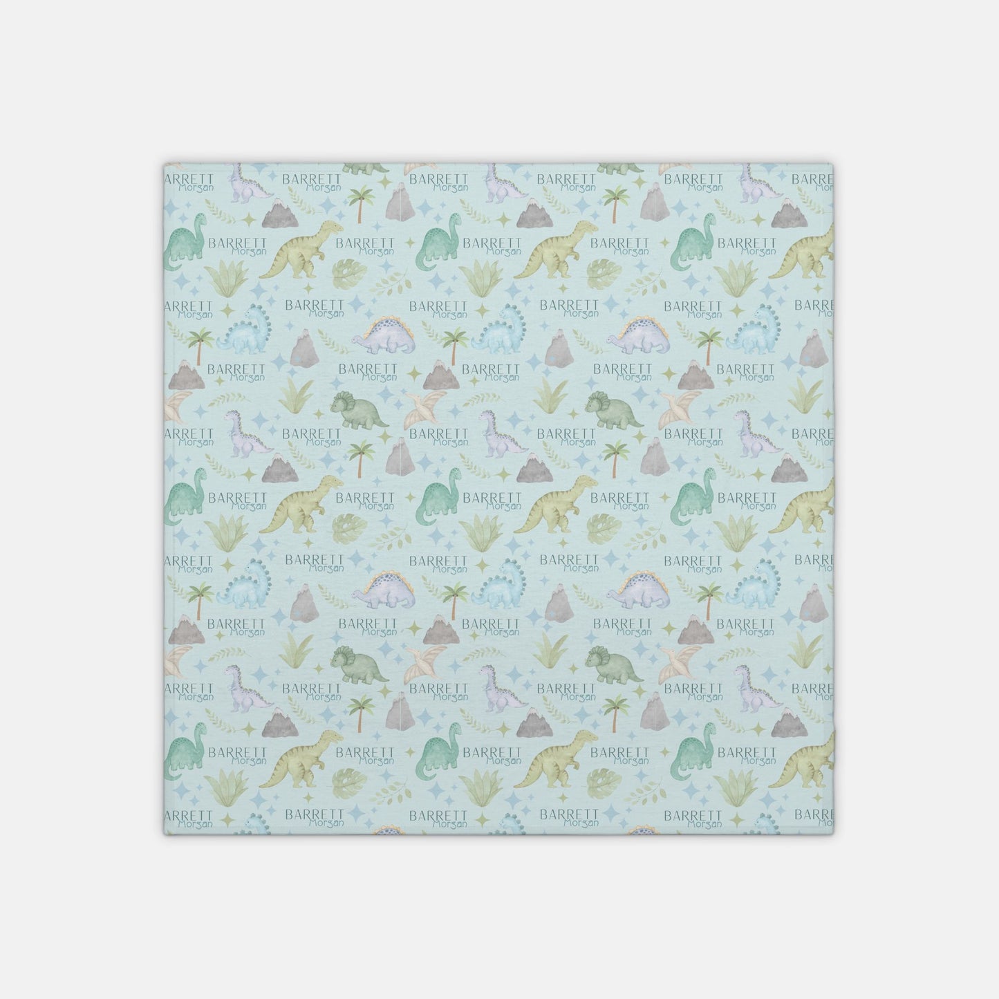 Swaddle Blanket with Customized Name - Dinosaur Nursery - 42" x 42"