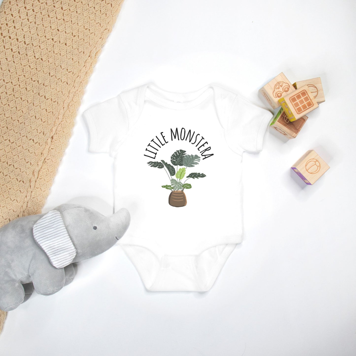 Little Monstera Bodysuit - Funny Plant Baby - Baby Monstera Shirt