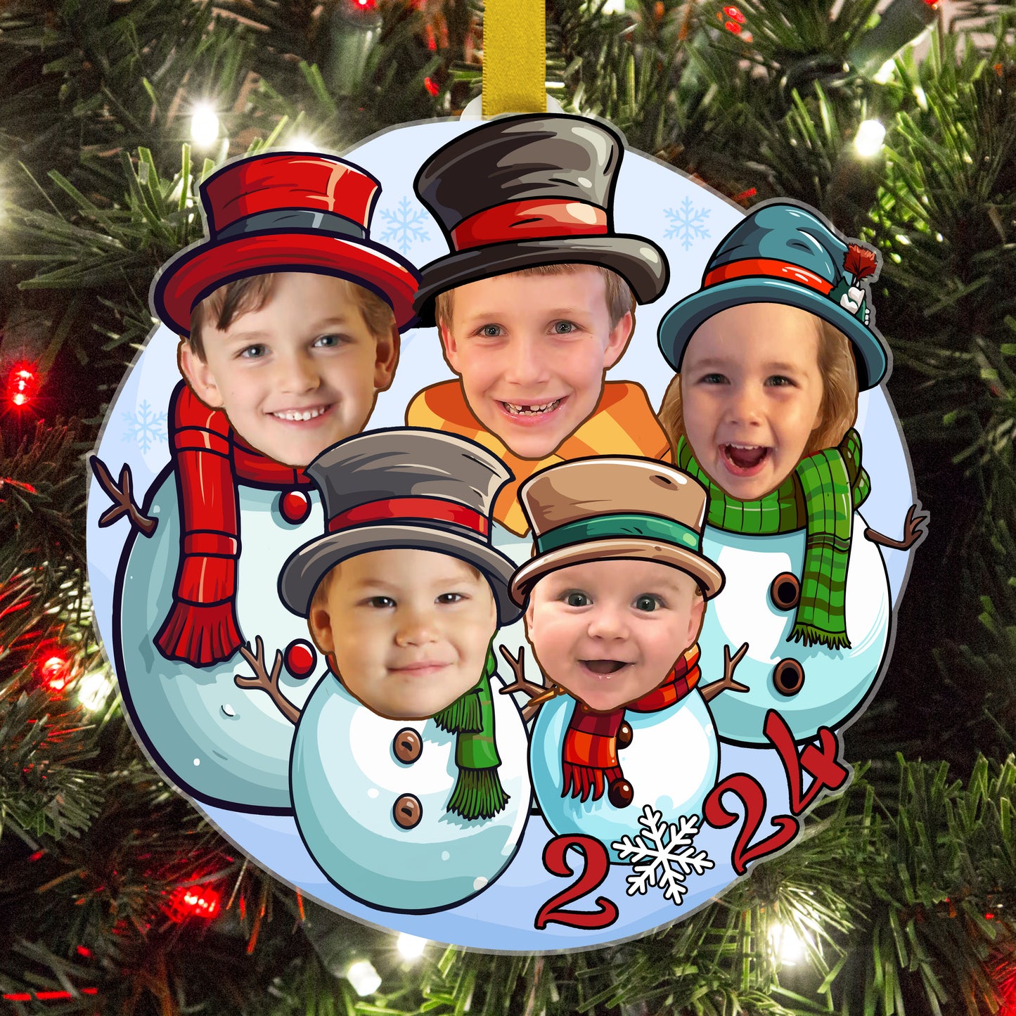 Personalized Snowman Family Ornament - Custom Holiday Decor