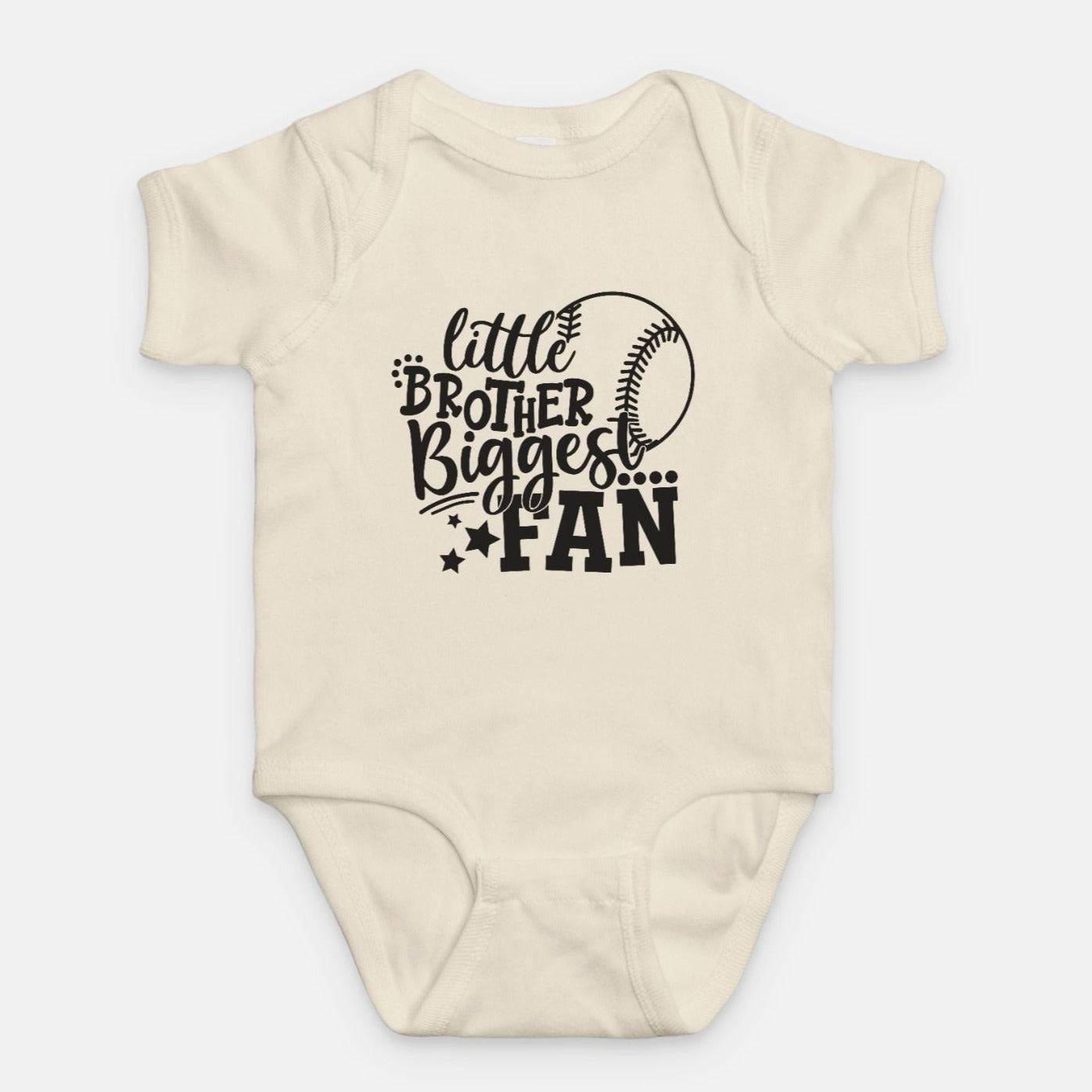 Little Brother Biggest Fan | Baseball Bodysuit for Baby Boy