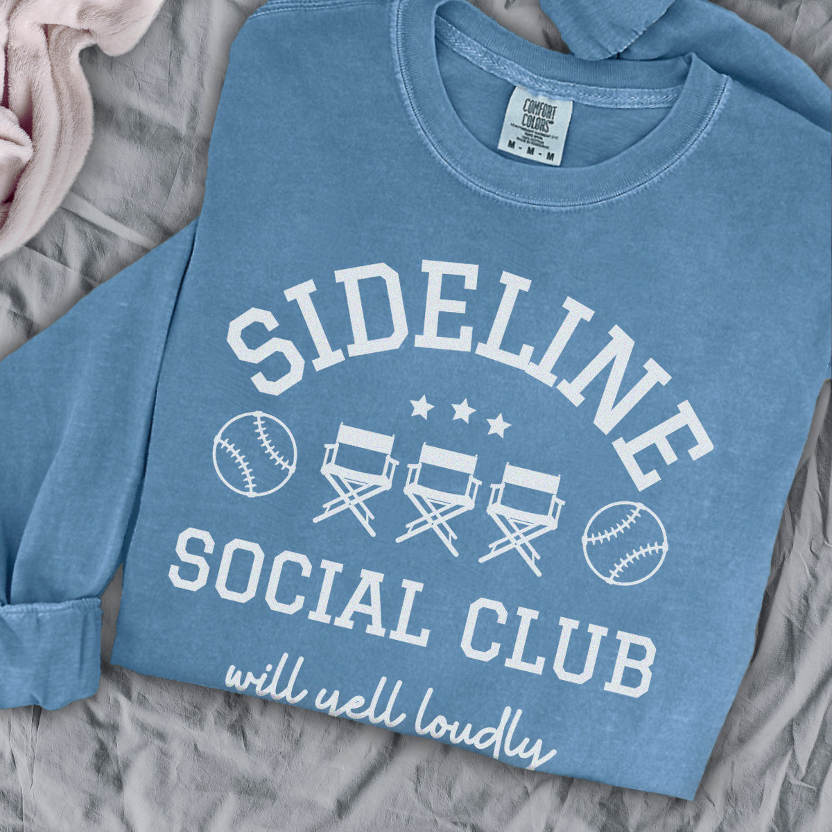 Sideline Social Club - Baseball | Comfort Colors Long Sleeve T-Shirt for Baseball Parent