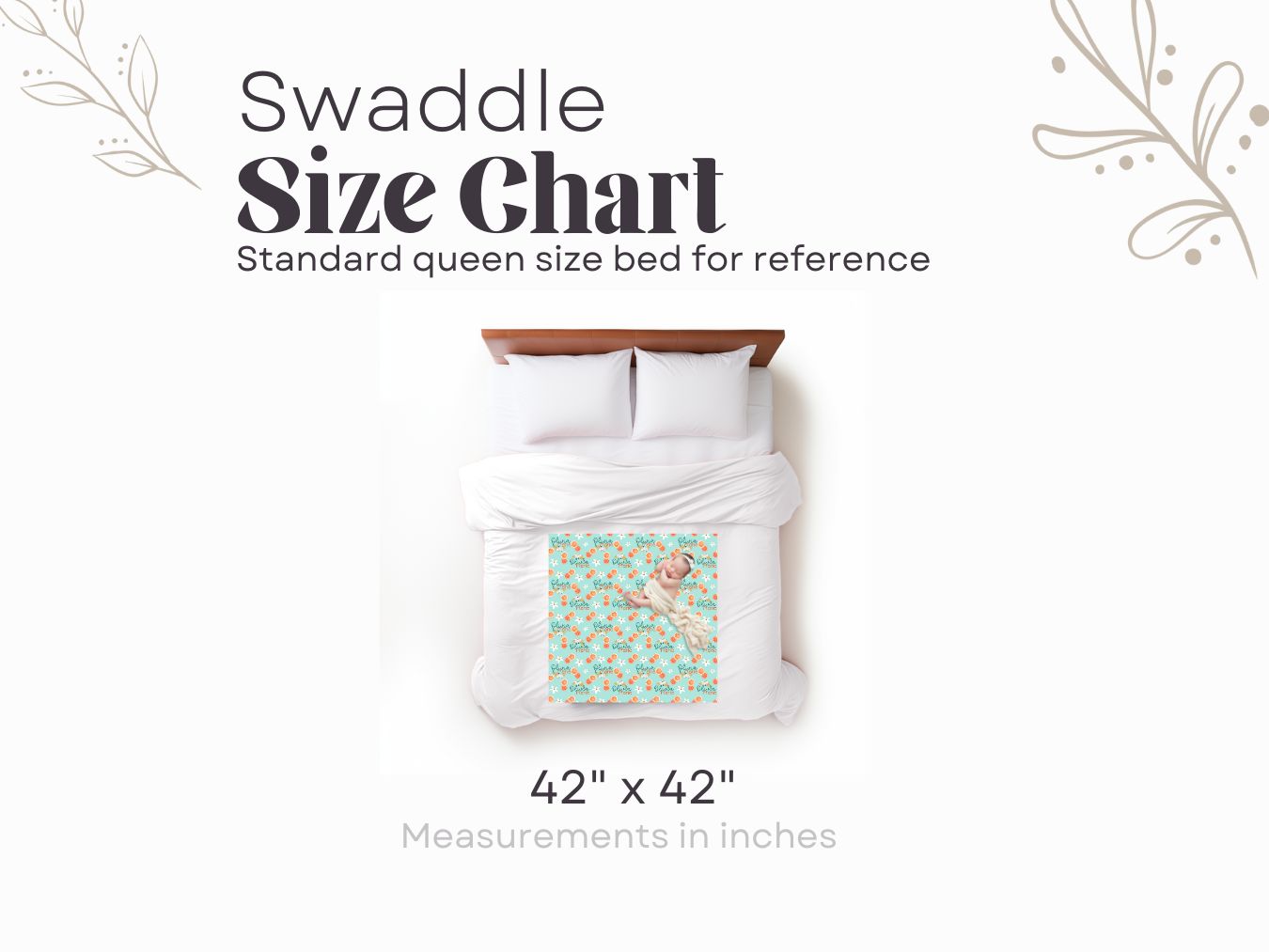 Swaddle Blanket with Customized Name - Oranges - Orange Blossom - 42" x 42"
