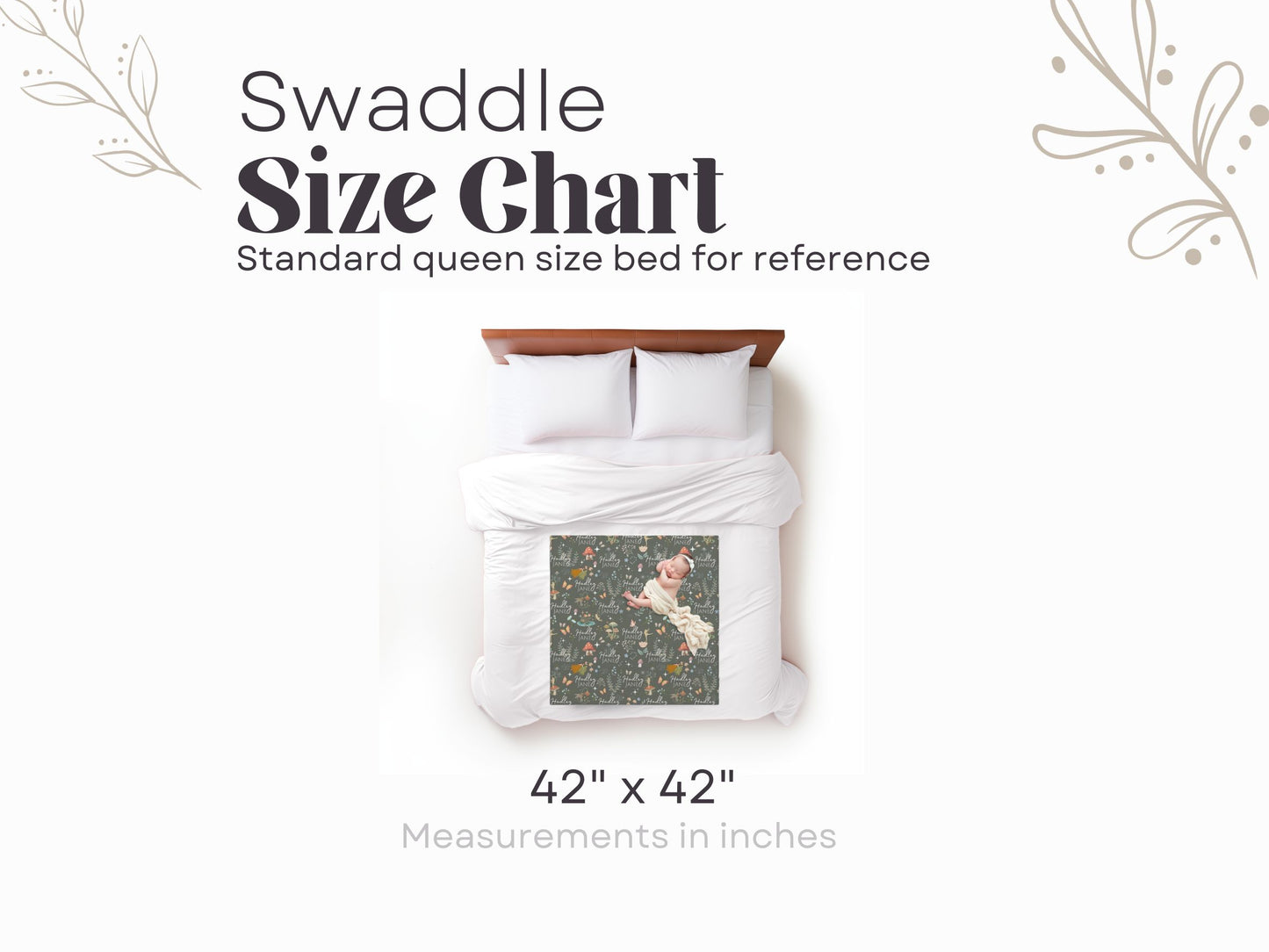 Swaddle Blanket with Customized Name - Woodland Fairy -  42" x 42"